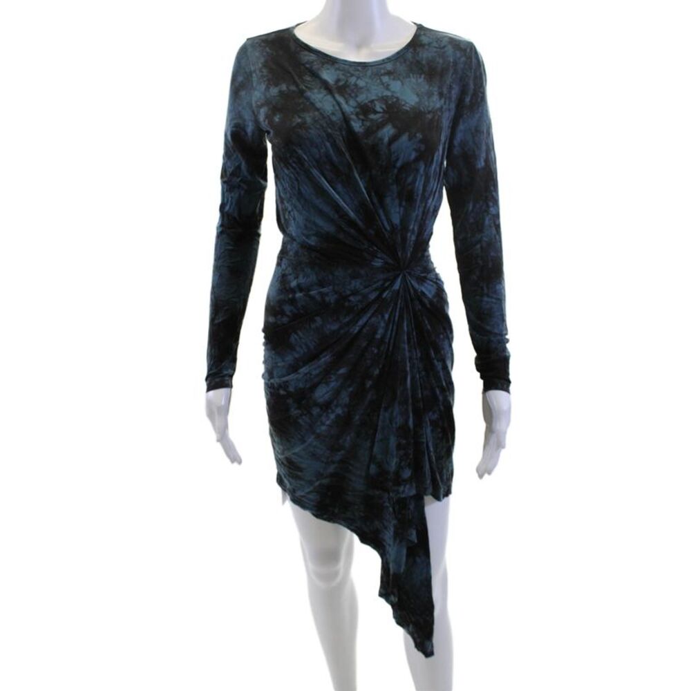 YFB Womens Bodycon Mini Dress Dark Blue Long Sleeve Cupro Fall Size XS